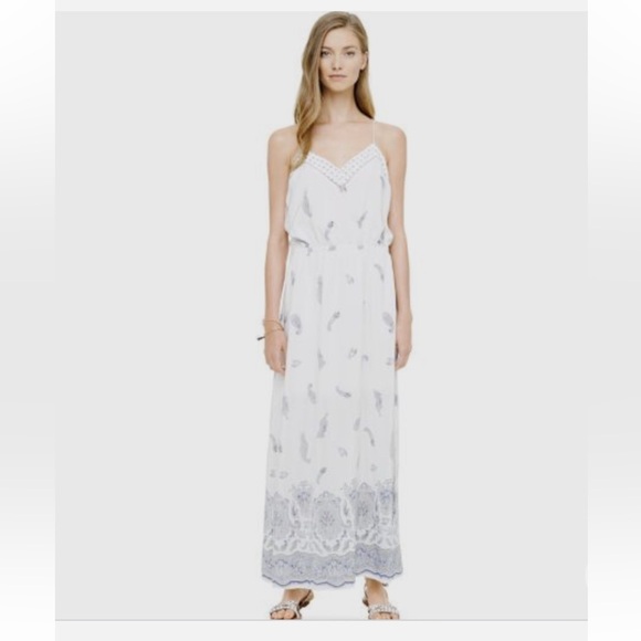 Club Monaco Dresses & Skirts - • Club Monaco • Women’s Silk Paisley Maxi Dress White and Blue  4